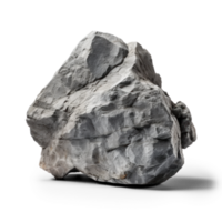 AI generated gray big rock, png file of isolated cutout object on transparent background with shadow