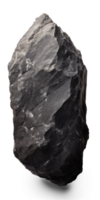 AI generated black rough heavy rock in vertical position, png file of isolated cutout object on transparent background with shadow