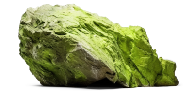 AI generated green heavy rock, png file of isolated cutout object on transparent background with shadow