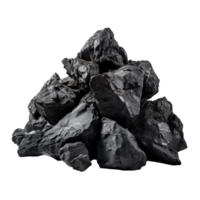 AI generated a pile of black rough stones, png file of isolated cutout object on transparent background