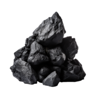 AI generated a pile of black rough stones, png file of isolated cutout object on transparent background