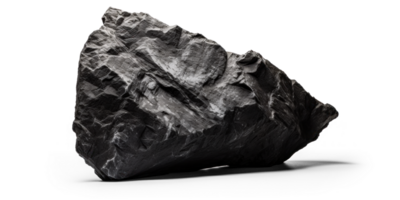 AI generated black rough heavy rock, png file of isolated cutout object on transparent background with shadow