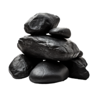 AI generated a pile of black smooth stones, png file of isolated cutout object on transparent background