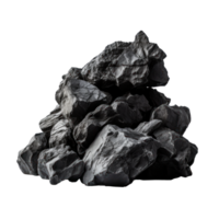 AI generated a pile of black rough stones, png file of isolated cutout object on transparent background