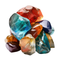 AI generated a pile of colorful rough stones, png file of isolated cutout object on transparent background