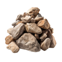AI generated a pile of rough brown stones, png file of isolated cutout object on transparent background