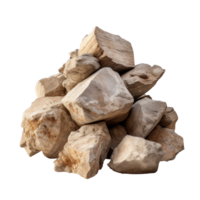 AI generated a pile of rough brown stones, png file of isolated cutout object on transparent background