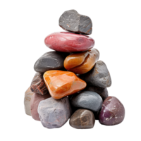 AI generated a pile of colorful rough stones, png file of isolated cutout object on transparent background
