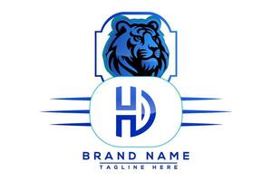 Tiger DH  Blue logo Design. Vector logo design for business.