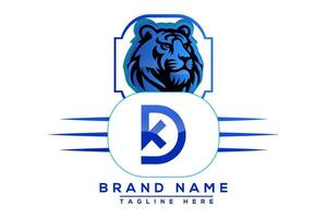 Tiger DK  Blue logo Design. Vector logo design for business.