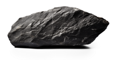 AI generated black rough heavy rock, png file of isolated cutout object on transparent background with shadow