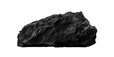 AI generated black rough heavy rock, png file of isolated cutout object on transparent background