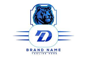 Tiger DK  Blue logo Design. Vector logo design for business.