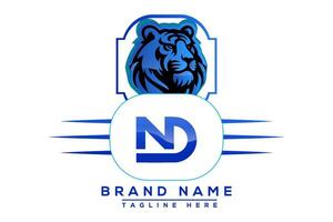Tiger DN  Blue logo Design. Vector logo design for business.