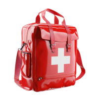 AI generated Compact Red First Aid Kit with White Cross png