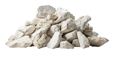 AI generated a pile of white rough stones, png file of isolated cutout object on transparent background