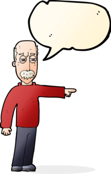 tecknad serie gammal man gestikulerar skaffa sig ut med Tal bubbla png