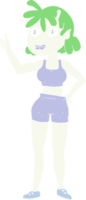 flat color illustration of a cartoon alien gym girl png