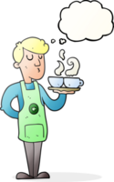 pensamento bolha desenho animado barista servindo café png