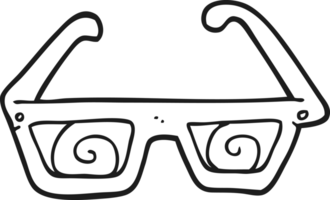 black and white cartoon 3D glasses png