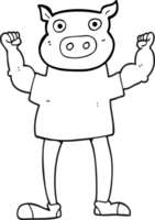 noir et blanc dessin animé porc homme png