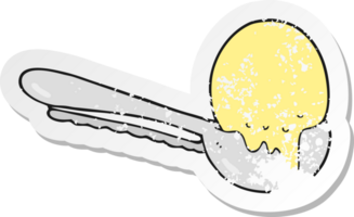 retro distressed sticker of a cartoon scoop of ice cream png