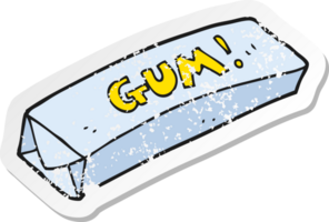 retro distressed sticker of a cartoon chewing gum png