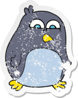 retro distressed sticker of a cartoon penguin png