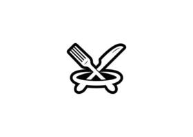 mínimo tenedor y cuchillo vector logo diseño modelo
