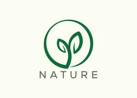 Green leaf logo design vector template. Nature Growth Leaf vector logo.