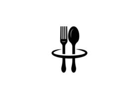 Minimal fork and spoon vector logo design template