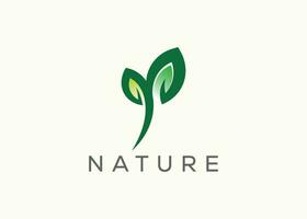 Green leaf logo design vector template. Nature Growth Leaf vector logo.