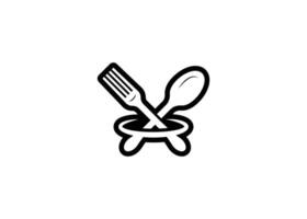 Minimal fork and spoon vector logo design template