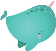 Whale unicorn cartoon vector