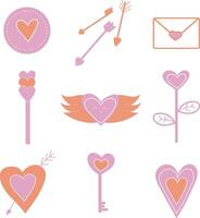 Peach set of love elements vector