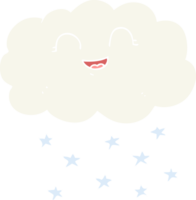 flat color illustration of a cartoon cloud snowing png