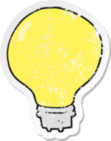 retro distressed sticker of a cartoon light bulb png