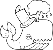 black and white cartoon whale spouting water png