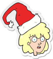 sticker of a cartoon woman with santa hat png