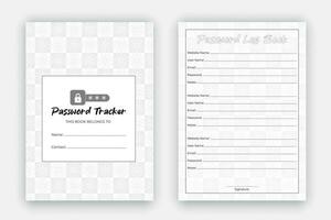 Password tracker log book design template, reminder book, journal interior design with black and white paper pattern style, KDP interior design template to store your personal information vector