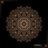 lujo mandala diseño modelo en oro con negro fondo, colorante libro modelo en mandala estilo para mehndi, tatuaje, mehndi, decorativo adornos en étnico oriental estilo vector