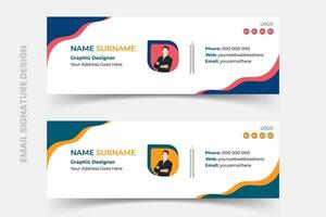 Flat and modern email signature templates, corporate email signature designs, and corporate mail business email signatures in illustration format. vector