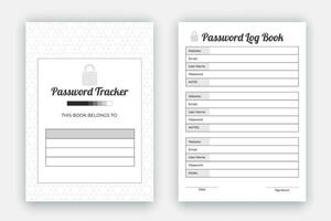 Password Log Book Template, Minimalist Planner, Printable Tracker Notebook in A4 Size, KDP interior design template to store your personal information vector
