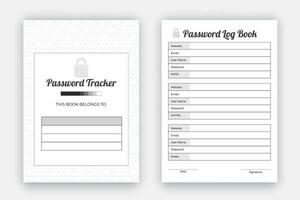 Password Log Book Template, Minimalist Planner, Printable Tracker Notebook in A4 Size, KDP interior design template to store your personal information vector