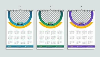 Wall calendar 2025 design template, week starting from Monday. Clean, elegant template schedule planner, abstract gradient color luxury concept, perfect use in home school college and office vector