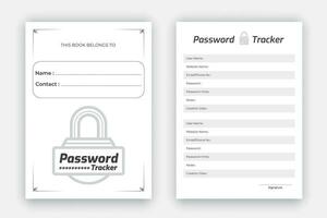 Password tracker log book layout, KDP interior template to store your personal information, black and white paper reminder journal interior vector