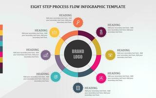 Eight step circle multi color infographic template design, multi color business infographic vector
