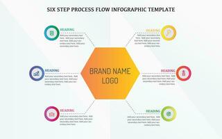 Six step hexagon and circle style infographic business template design. Editable business infographic illustration in hexagon shape vector