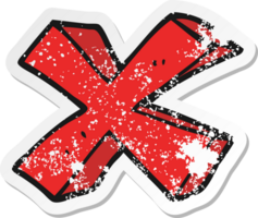 retro distressed sticker of a cartoon negative x symbol png