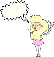comic book speech bubble cartoon woman brushing hair png